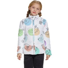 Cartoon Bird Cute Doodle Bird Kids  Puffer Bubble Jacket Coat by Bedest