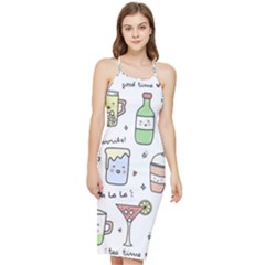 Drinks Cocktails Doodles Coffee Bodycon Cross Back Summer Dress by Apen