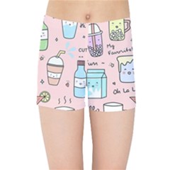 Drink Cocktail Doodle Coffee Kids  Sports Shorts by Apen