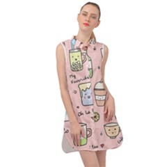 Drink Cocktail Doodle Coffee Sleeveless Shirt Dress by Apen