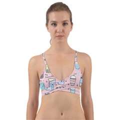 Drink Cocktail Doodle Coffee Wrap Around Bikini Top by Apen