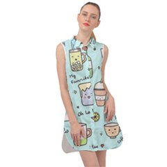 Drinks Cocktails Doodle Coffee Sleeveless Shirt Dress by Apen