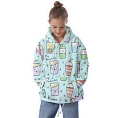 Drinks Cocktails Doodle Coffee Kids  Oversized Hoodie by Apen