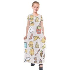 Dinner Meal Food Snack Fast Food Kids  Short Sleeve Maxi Dress by Apen