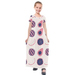 Fruits Halves Pattern Design Kids  Short Sleeve Maxi Dress by Apen