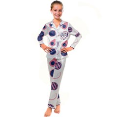 Fruits Halves Pattern Design Kids  Satin Long Sleeve Pajamas Set by Apen