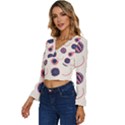 Fruits Halves Pattern Design Long Sleeve V-Neck Top View2