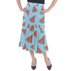 Watermelon Fruit Pattern Tropical Midi Mermaid Skirt by Apen