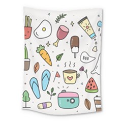 Doodle Fun Food Drawing Cute Medium Tapestry by Apen