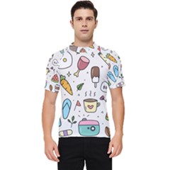 Doodle Fun Food Drawing Cute Men s Short Sleeve Rash Guard by Apen