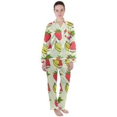 Fruits Pattern Background Food Women s Long Sleeve Satin Pajamas Set	 by Apen