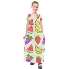 Fruits Pattern Background Food Kids  Short Sleeve Maxi Dress by Apen