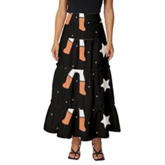 Astronaut Space Rockets Spaceman Tiered Ruffle Maxi Skirt by Ravend