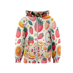 Fruit Sweet Pattern Kids  Zipper Hoodie by Ravend