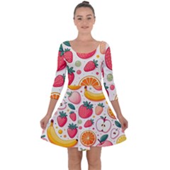 Fruit Sweet Pattern Quarter Sleeve Skater Dress by Ravend