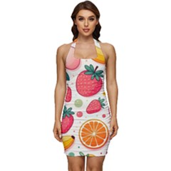 Fruit Sweet Pattern Sleeveless Wide Square Neckline Ruched Bodycon Dress by Ravend