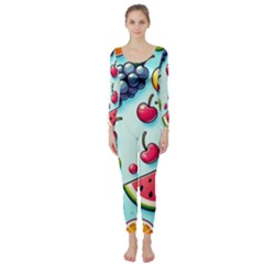 Fruits Sweet Pattern Long Sleeve Catsuit by Ravend