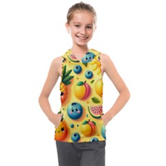 Fruits Fresh Sweet Pattern Kids  Sleeveless Hoodie by Ravend