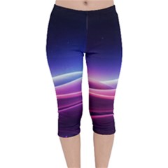 Cosmic Galaxy Quantum Art Nature Velvet Capri Leggings  by Ravend