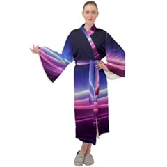 Cosmic Galaxy Quantum Art Nature Maxi Velvet Kimono by Ravend