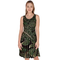 Monstera Plant Tropical Jungle Knee Length Skater Dress With Pockets by Ravend