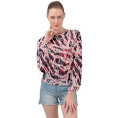 Drawing Notebook Print Reason Banded Bottom Chiffon Top by Ravend