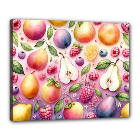 Fruits Apple Strawberry Raspberry Canvas 20  X 16  (stretched) by Ravend