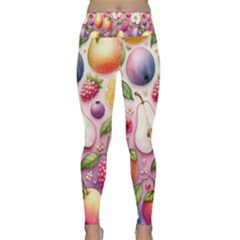 Fruits Apple Strawberry Raspberry Lightweight Velour Classic Yoga Leggings by Ravend