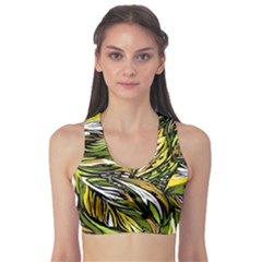 Foliage Pattern Texture Background Fitness Sports Bra by Ravend