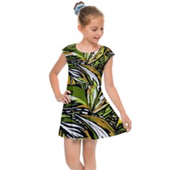 Foliage Pattern Texture Background Kids  Cap Sleeve Dress by Ravend