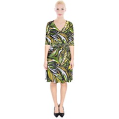 Foliage Pattern Texture Background Wrap Up Cocktail Dress by Ravend