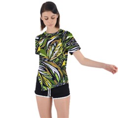 Foliage Pattern Texture Background Asymmetrical Short Sleeve Sports T-shirt by Ravend