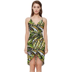 Foliage Pattern Texture Background Wrap Frill Dress by Ravend