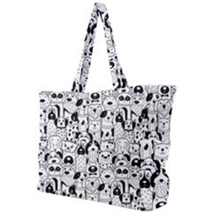 Seamless Pattern With Black White Doodle Dogs Simple Shoulder Bag by Grandong