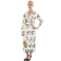 Cute Astronaut Cat With Star Galaxy Elements Seamless Pattern Velvet Maxi Wrap Dress View1