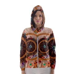 Dreamcatcher, Abstract, Colorful, Colors, Dream, Golden, Vintage Women s Hooded Windbreaker