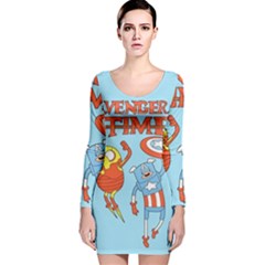 Adventure Time Avengers Age Of Ultron Long Sleeve Velvet Bodycon Dress by Sarkoni