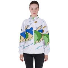 Adventure Time Finn And Jake Snow Women s High Neck Windbreaker by Sarkoni