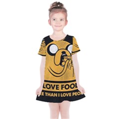 Adventure Time Jake  I Love Food Kids  Simple Cotton Dress by Sarkoni