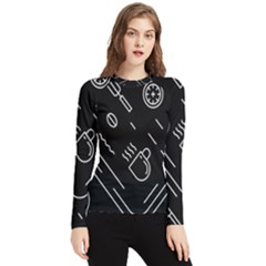 Coffee Background Women s Long Sleeve Rash Guard by Bedest