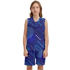 Classic Blue Background Abstract Style Kids  Basketball Mesh Set by Bedest