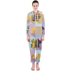 Egypt Icons Set Flat Style Hooded Jumpsuit (ladies) by Bedest