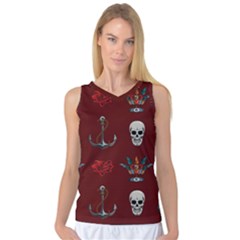 Tattoo Old School Background Pattern Women s Basketball Tank Top by Bedest