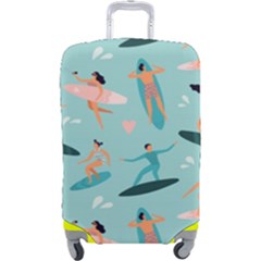 Beach Surfing Surfers With Surfboards Surfer Rides Wave Summer Outdoors Surfboards Seamless Pattern Luggage Cover (large) by Bedest