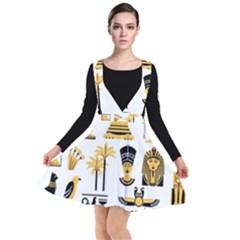 Egypt Symbols Decorative Icons Set Plunge Pinafore Dress by Bedest