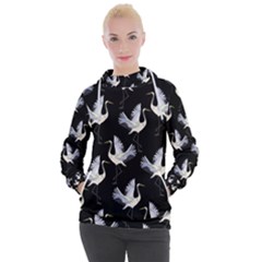 Crane Pattern Women s Hooded Pullover by Bedest