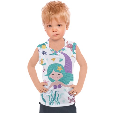 Set Cute Mermaid Seaweeds Marine In Habitants Kids  Sport Tank Top by Bedest