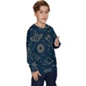 Dark Seamless Pattern Symbols Landmarks Sign Egypt Kids  Crewneck Sweatshirt View3