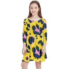 Leopard Print Seamless Pattern Kids  Quarter Sleeve Skater Dress by Hannah976