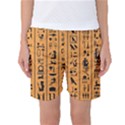 Egyptian Hieroglyphs Ancient Egypt Letters Papyrus Background Vector Old Egyptian Hieroglyph Writing Women s Basketball Shorts View1